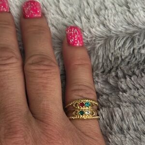 New Multi-Stone Ring with Heart Accents size 7